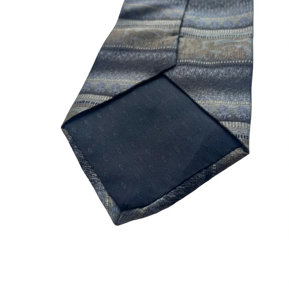 Puritan Men’s Blue Gray Tan Stripe Abstract Pattern 100% Silk‎ Classic Neck Tie